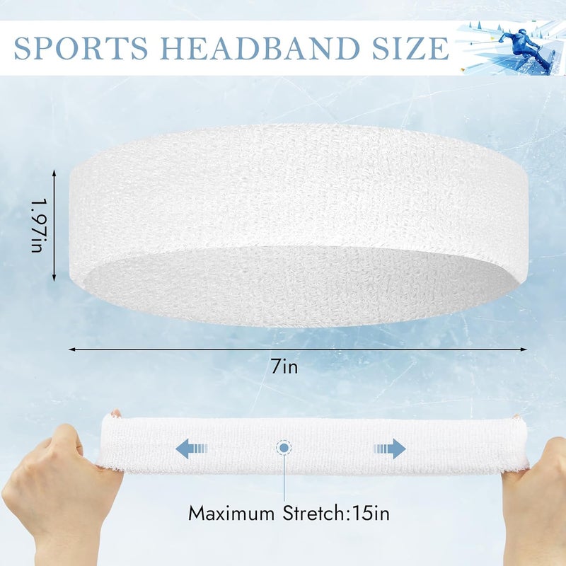 PEASUG 4 Pack Headbands for Men, Sweat Bands Headbands Men & Women, Cotton Terry Sweat Bands for Tennis, Basketball, Running, Gym, Working Out - Image 3